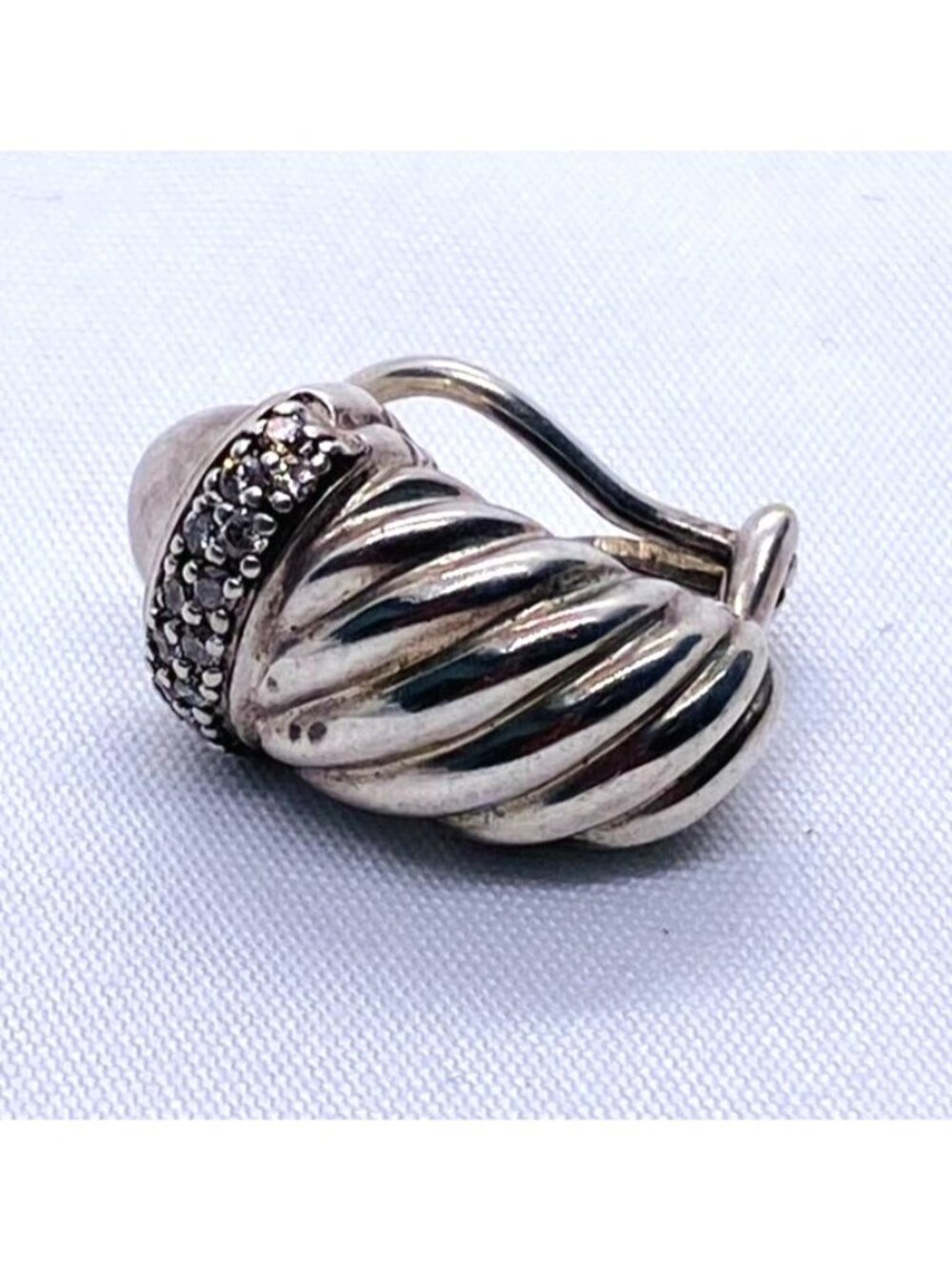 David Yurman Sterling Silver 925 Shrimp Diamond Single Earring READ